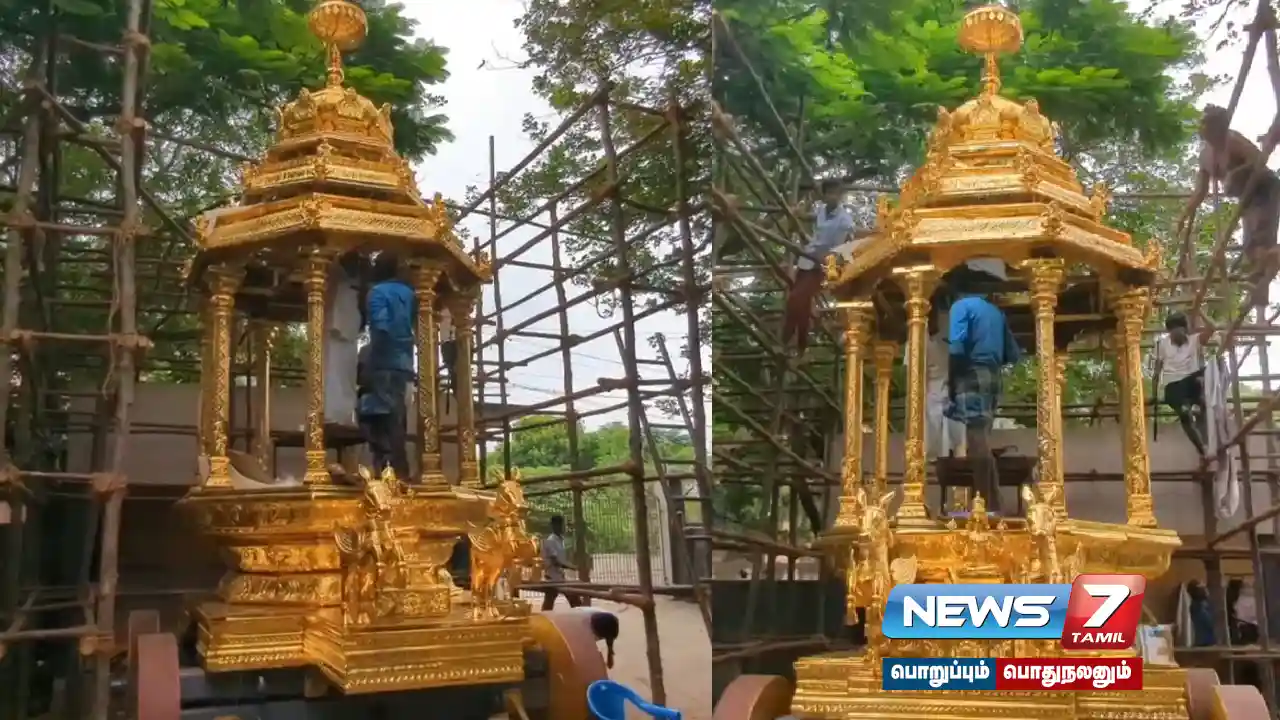 Golden Chariot ready in Kanchi for America Hindu Temple