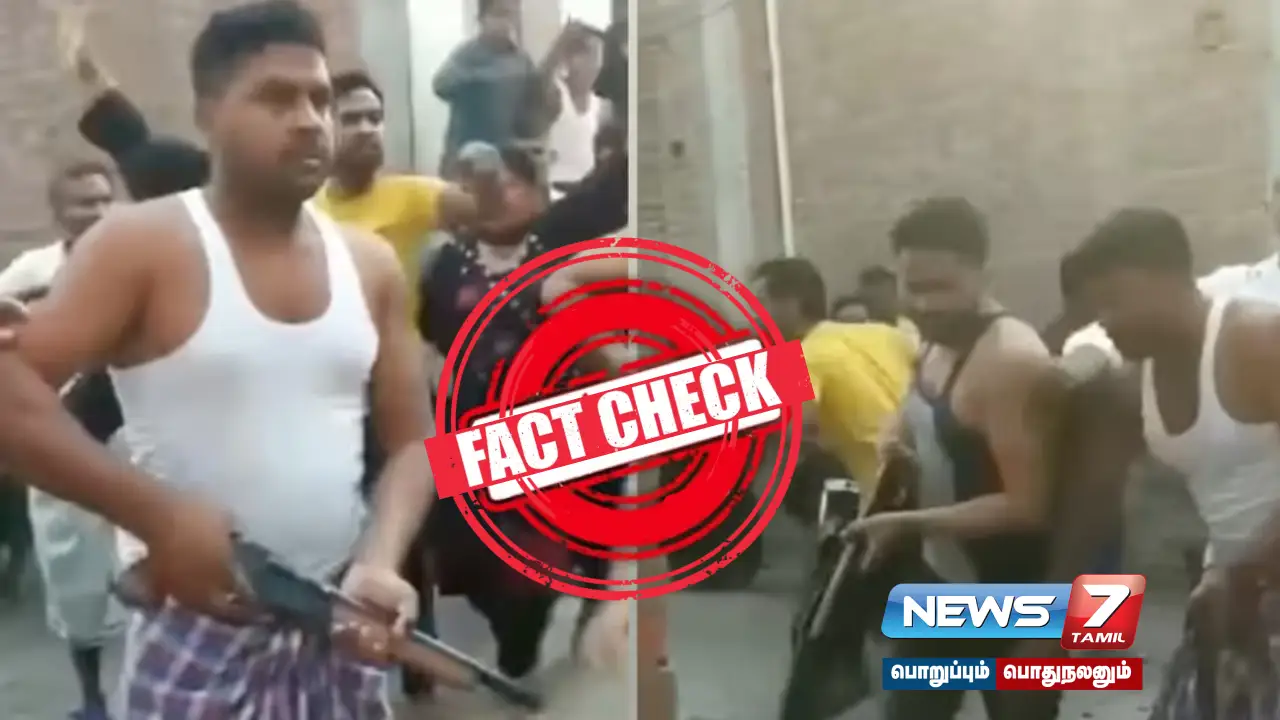 Is the viral video of two men brandishing guns and threatening each other during the Beltanga violence true?