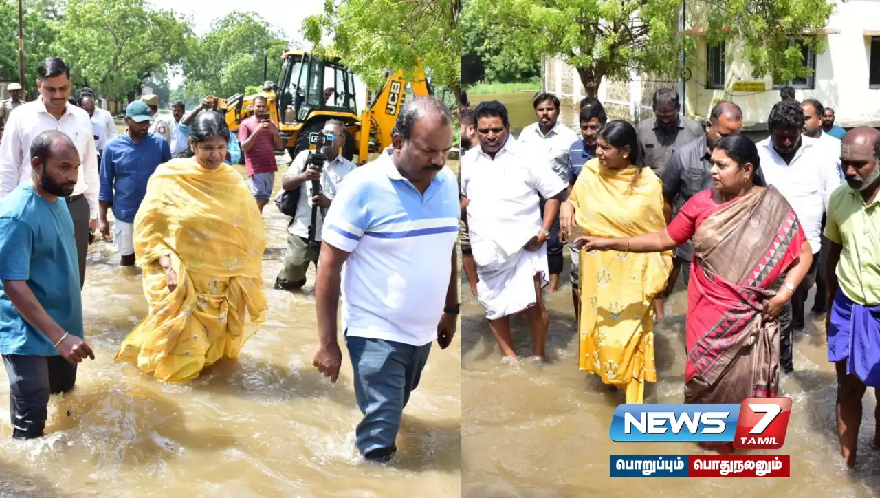 #Kanimozhi MP in rain affected areas in Tuticorin. Research!