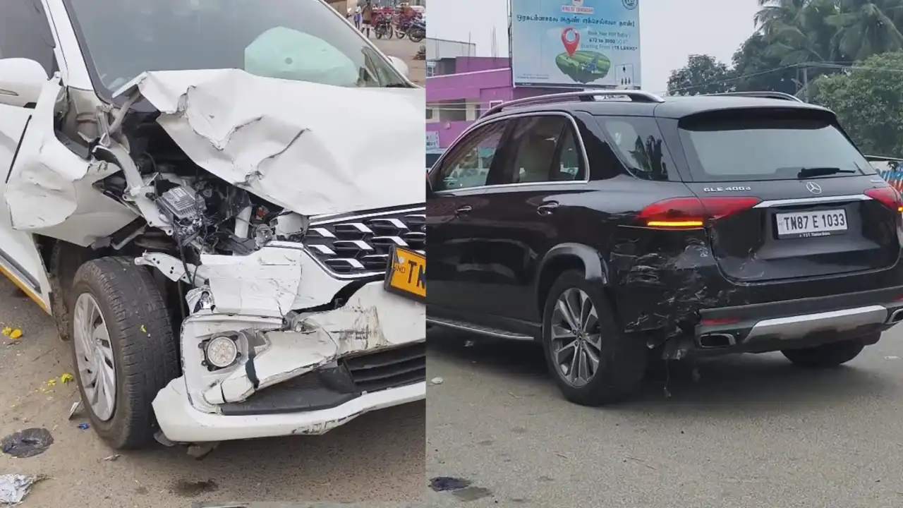 Vandalur | 5 vehicles collided on the flyover in a row - accident happened because of fun!