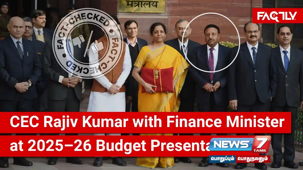 Was Chief Election Commissioner Rajiv Kumar present with Union Finance Minister Nirmala Sitharaman during the Budget speech?